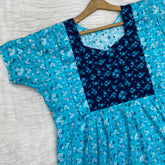 Pure Soft Cotton Vertical Frill Type Feeding Nighty, Free Size, Short Sleeve Sleepwear in Premium Softest Cotton Fabric (Bra Size 34"-40" | 54″-56″ length)